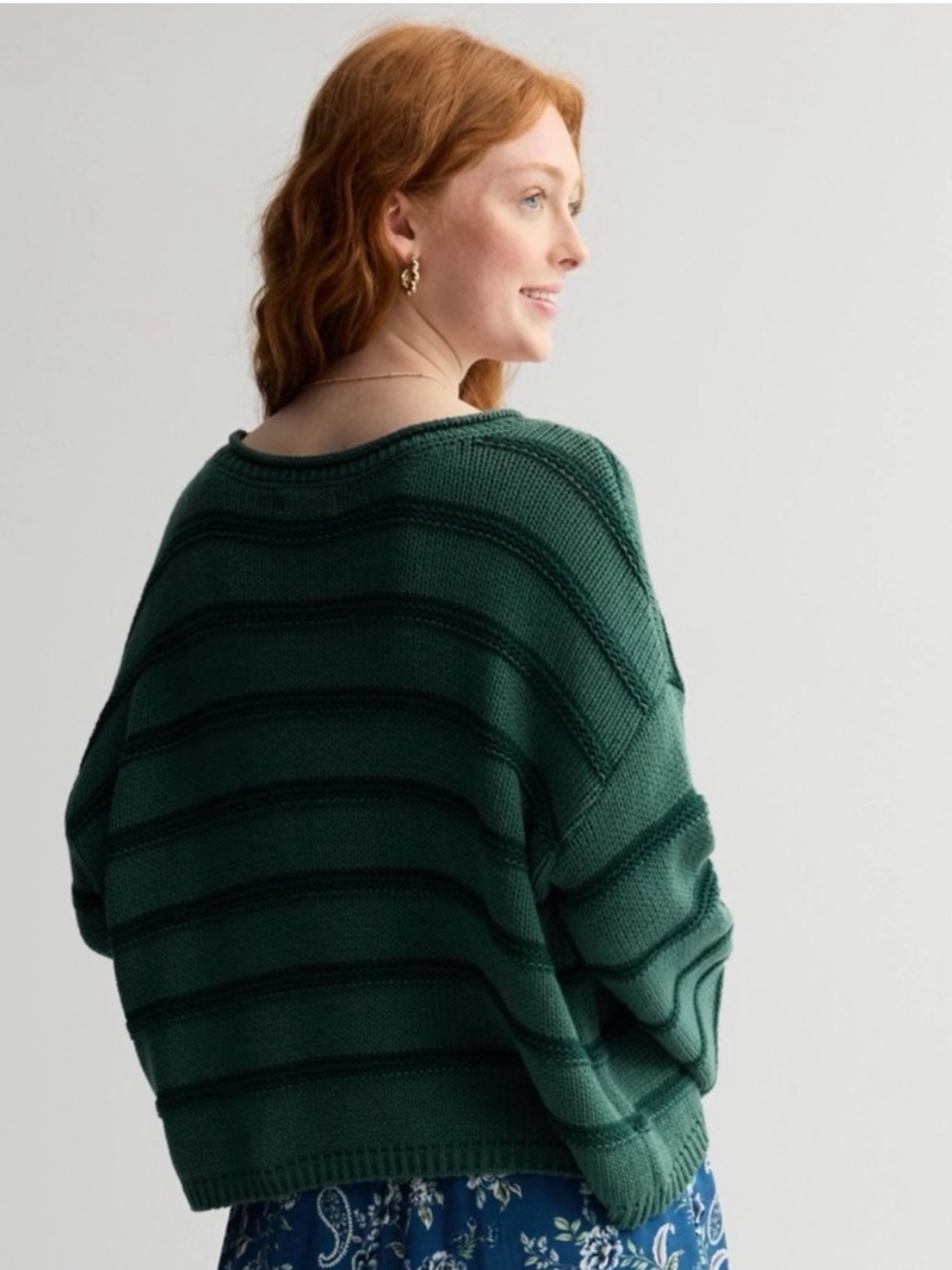 SO Forest Green Striped Crewneck Sweater - Picture 2 of 7